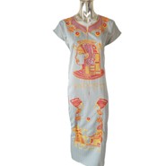 Olive Striped Pharaonic Galabeya - Egyptian Dress
